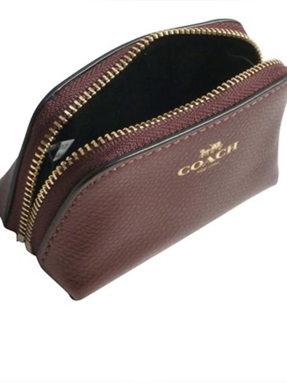 Coach women's pouch, crossgrain leather cosmetic case F53384 Metallic Cherry NW
